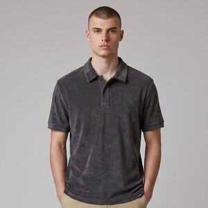 Bluemint Yam Polo Shirt Mens XL Charcoal Grey Terry Cloth Short Sleeve